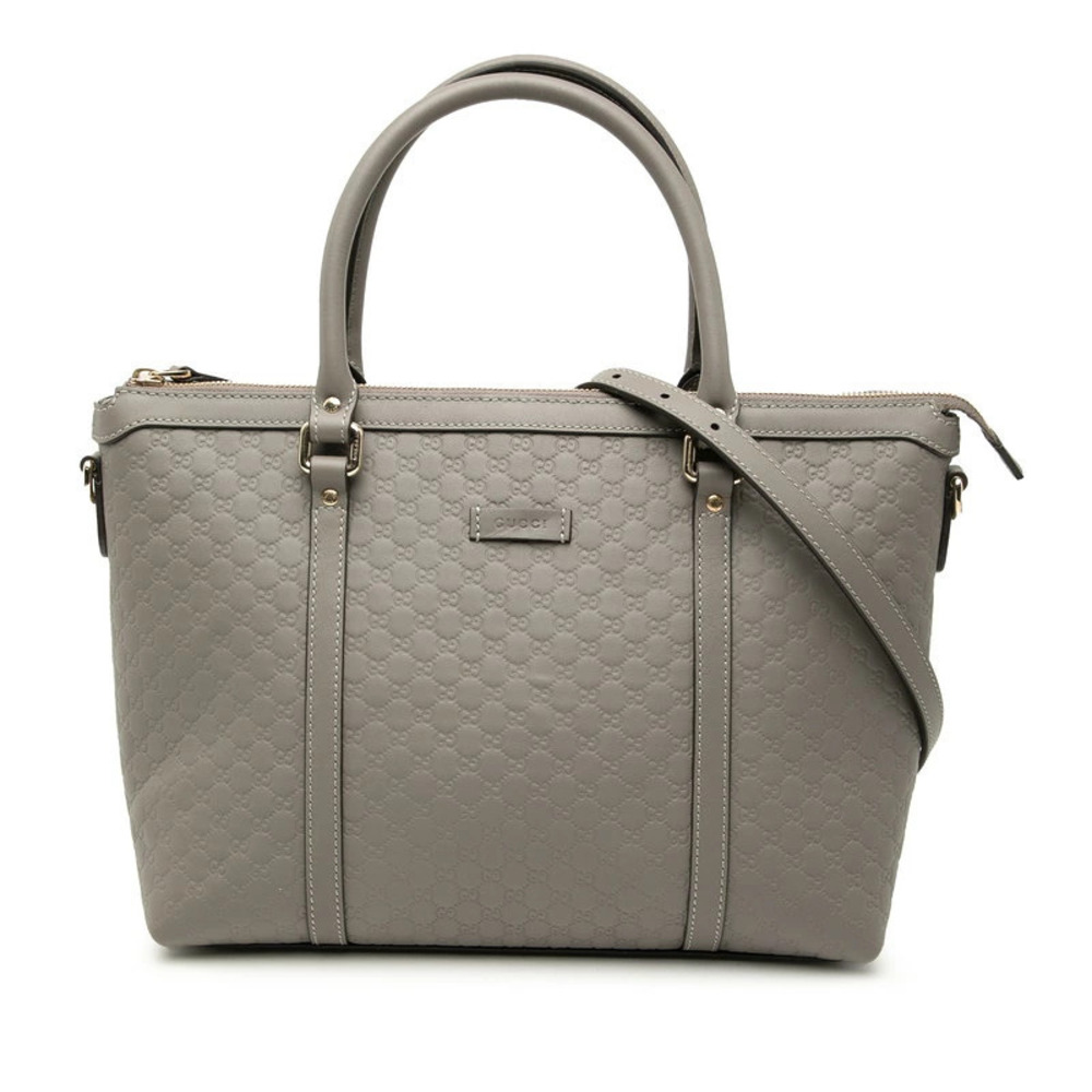 Gucci Guccissima 2way Shoulder Bag Gray Leather